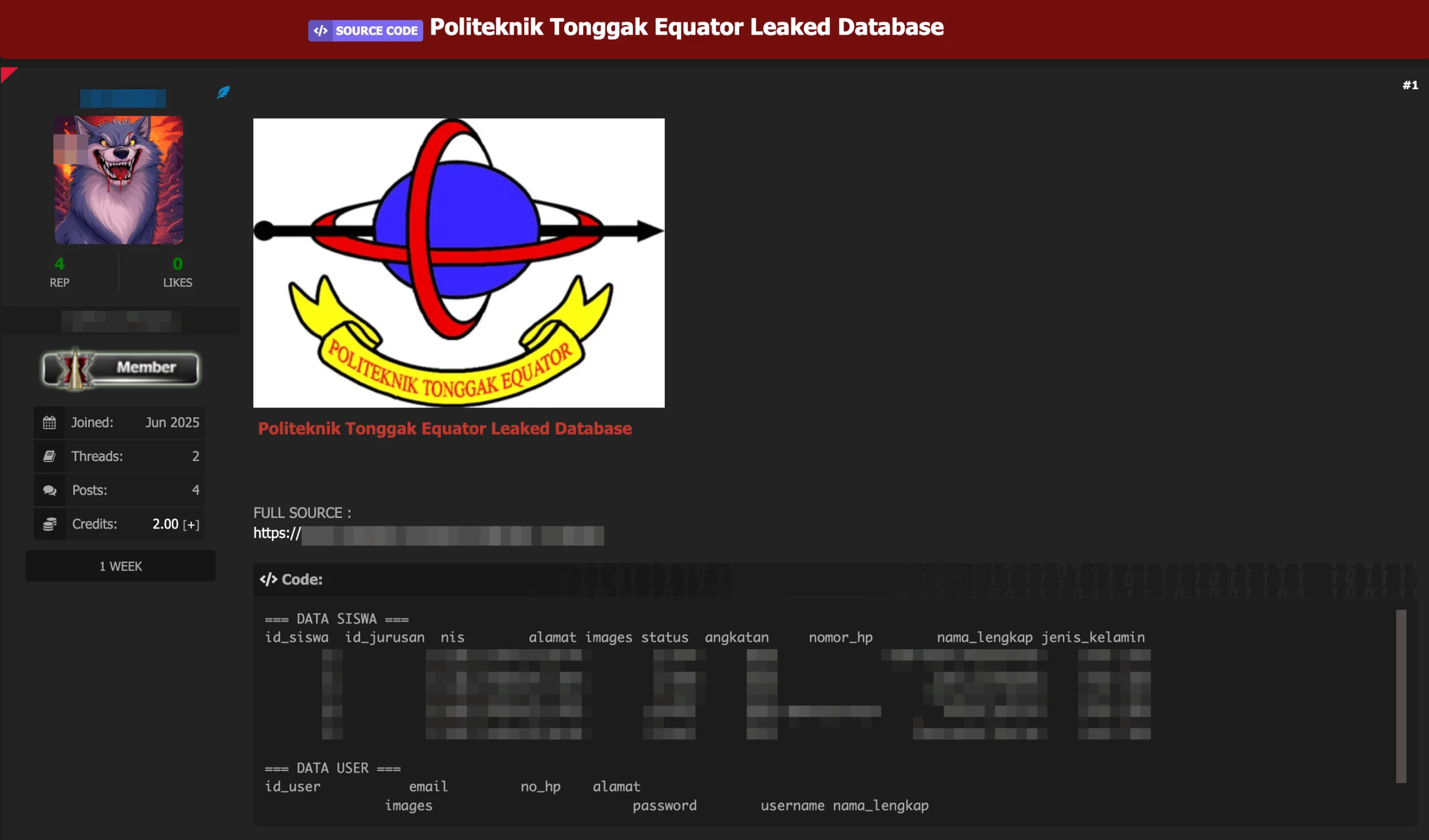 Indonesian Polytechnic Politeknik Tonggak Equator Allegedly Breached Indonesian Polytechnic Politeknik Tonggak Equator Allegedly Breached
